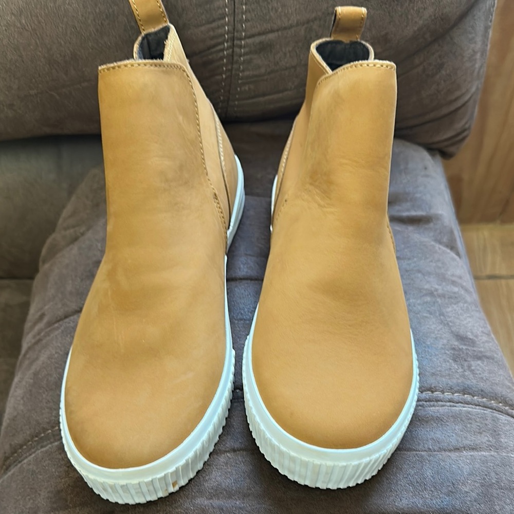 Tan Slip-On Ankle Boots